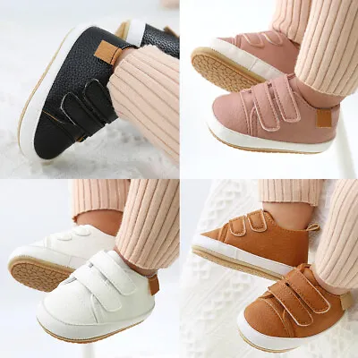 Baby Boy Girl Pram Shoes Infant Rubber Sports Sneakers Toddler PreWalker Trainer • £4.99
