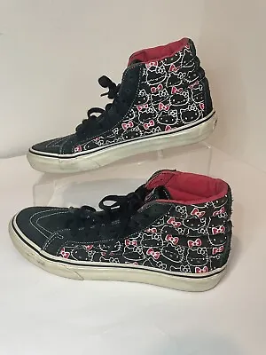 HELLO KITTY Vans Shoes Sk8-Hi Men’s Size 5.5 Women’s 7 Black White No Bows • $39.95