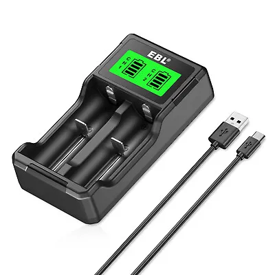 EBL Charger For 3.7V Li-ion Rechargeable 26650 16340 + 1.2V C AA AAA Batteries • $0.01