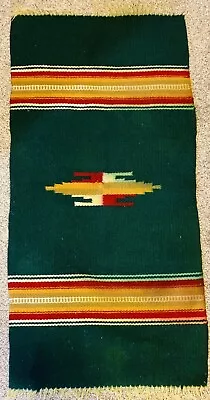 Vintage Chimayo/Zapotec Forest Green Handwoven Wool Rug/Throw 59”x 28” • $85