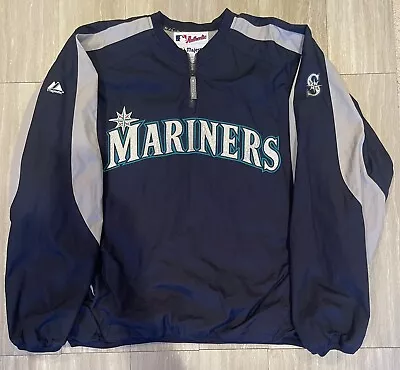 Throwback Seattle Mariners Majestic Dugout 1/4 Zip Pullover Sz Xxl • $89.99