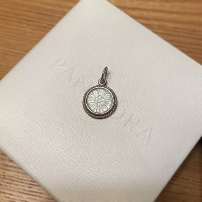 Rare PANDORA Silver & 14K Gold Daisy Pendant Mother Of Pearl NEW Flower Rope • £200