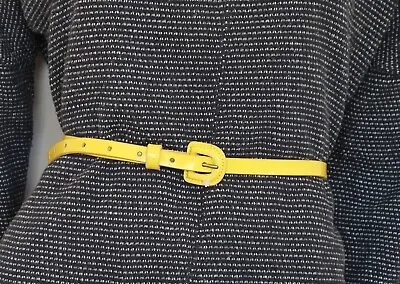 Martine Wester Yellow Patent Genuine Leather Skinny Belt Size M/L– 14/16–18 • £19.99