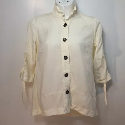 Soft Surroundings Lightweight Off White Jacket 3/4 Length Sleeve Button Front • $20