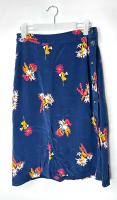 Madewell Atrium Midi Skirt In Birds Of Prey Size 2 Blue Floral A-Line Small • $17