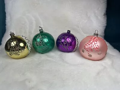 Vintage Glass Christmas Ornaments Glass Mercury Glass Lot Of 4 • $15