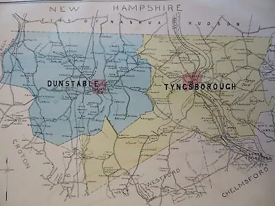 Dunstable Tyngsborough Middlesex Mass. 1889 Walker Detailed Township Map • $54.40