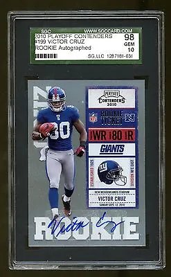 Sgc 98 Gem Mint Victor Cruz Rc Ticket Auto Sp Contenders Rc Ticket  Super Bowl • $199.99