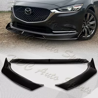 For 2019-2021 Mazda 6 Atenza Painted Black Front Bumper Body Kit Spoiler Lip 3PC • $44.99