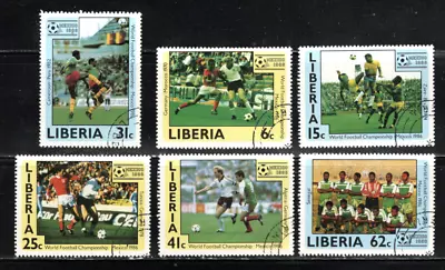 FL614 Liberia 1985 Sc#1030-5 CV$4.75 Set Of 6 Diff. Soccer World Cup Mexico • $0.35