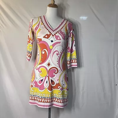 Barbara Gerwit Sz S Groovy Dress 3/4 Sleeves Pull On Stretch • $25