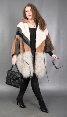 £92.67 • Buy 8399 New Glamorous Sheepskin Coat Luxury Fur Jacket Lamb Hood Beautiful Size 6xl