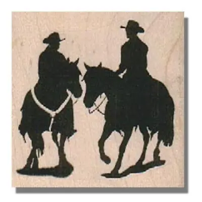 Rubber Stamp Cowboy Duo Cowboy Riding Horse 2 Men HorsesWestern Scene Rodeo • $9.63