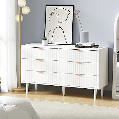 Oikiture Chest Of Drawers Tallboy Dresser Table Storage Cabinet White Gold • $199.90