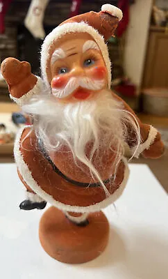 Vintage 50’s MCM Dancing Santa Claus Flocked Blow Mold 9” Christmas • $24.99