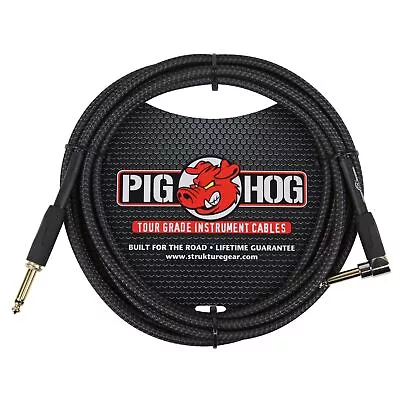 Pig Hog  Black Woven  10-Foot Tour Grade Instrument Cable Right Angle • $19.95