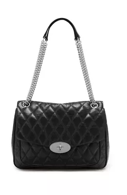 Mulberry Darley Large Shoulder Bag In Black Quilted Shiny Buffalo Leather • £499