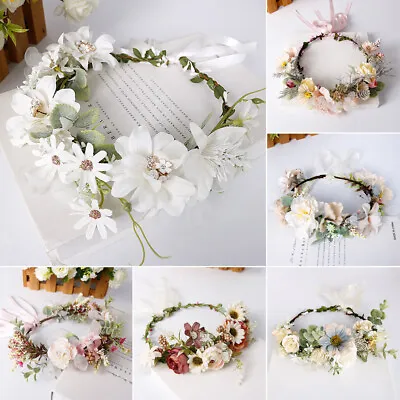$15.89 • Buy Women Girls Flower Wreath Floral Hairband Crown Headband Garland Party Wedding