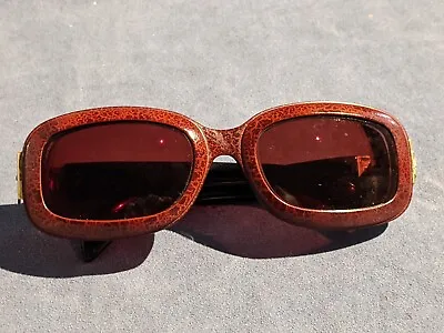 Vintage Sunglasses Red Leather Escada F002 BRN 53-20-115 (Force In The Glass) • $43.90