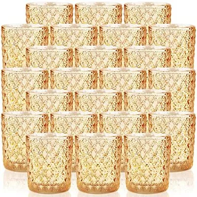 SHMILMH Gold Votive Candle Holders Set Of 24 Tea Lights Candle Holder Bulk Me... • $52.17