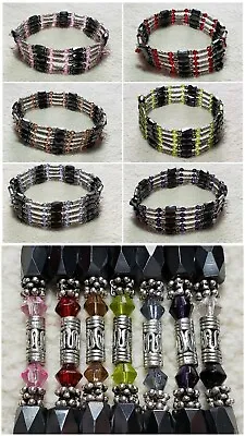 Magnetic Hematite & Crystal Bead 36  Wrap Around Necklace / Bracelet - 7 Colors • $8