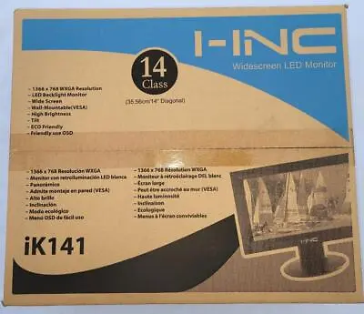 I-Inc IK141ABB 14  Widescreen LED Monitor New • $29.99