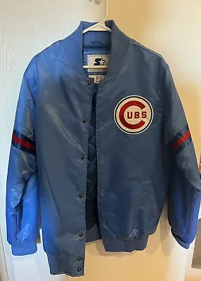 Chicago Cubs Throwback Sky Blue Bomber Starter Jacket Size S/P/Ch • $49.95