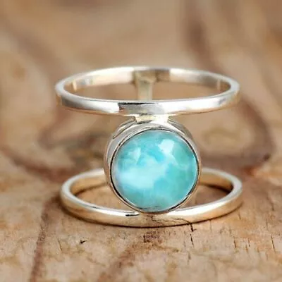 Larimar Gemstone 925 Sterling Silver Ring Mother's Day Jewelry All Size EB-528 • $12.07