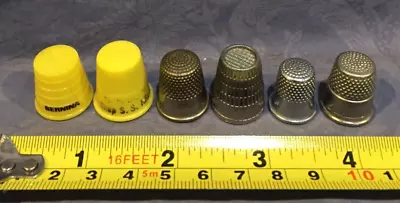 Lot Of Six Assorted Metal And Plastic Thimbles • $7.50