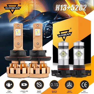 AUXBEAM CANBUS LED Headlights + Fog Lights Bulbs For Dodge Challenger 2009-2014 • $69.09