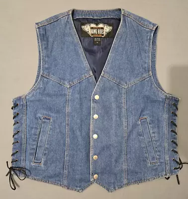 Hawg Hides Men's 2XL Jean Jacket Sleeveless Vest Motorcycle Leather Gear • $34.99