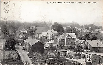 1910 Milan Ohio South From Town Hall Aerial Posted Divided Back Postcard 8M • $38.45