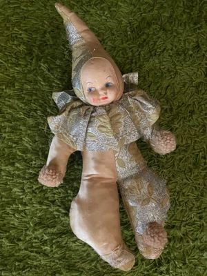$24 • Buy Creepy Baby Clown Costume Plush Circus Toy Doll Goth Halloween Decor Vintage
