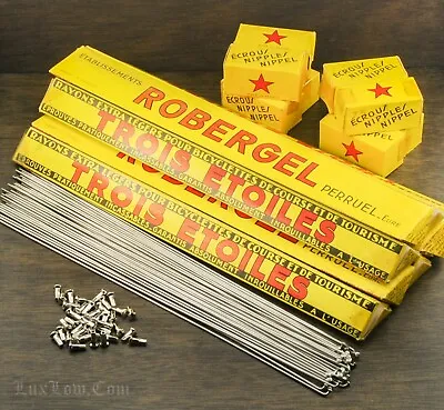 NOS Vintage ROBERGEL 3 Stars SPOKES NIPPLES 15g16g1.8mm1.6 RoadBike Tour Bicycle • $49.98