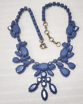 J Crew Signed Matte Blue Dangle Statement Necklace A-748 • $33