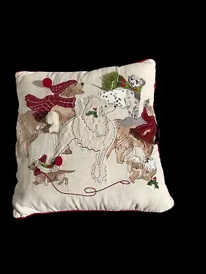 PIER 1 Park Avenue Puppies Dogs Christmas Dachshund Decorative Pillow *ISSUES • $14.99