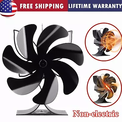 7-Blade Fireplace Stove Fan Silent Wood Burning Stove Heat Powered Eco Heater US • $29.98