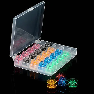 25 Bobbins X2 SETS With Plastic Case Storage For Brother Janome Singer Many More • £8.99