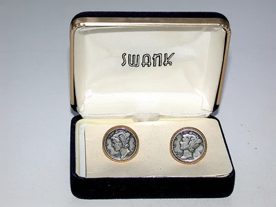 $125 • Buy Beautiful Vintage Authentic Mercury Dime Coin Silver Cuff Links