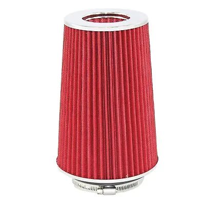 Universal Red Clamp On Cone Air Filter 10  X 6  Tall Fits 3  3.5  & 4  Inlets • $21.95