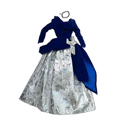 Winter Velvet Barbie Doll Avon Blue Silver Brocade Gown Dress Ring & Necklace • $10