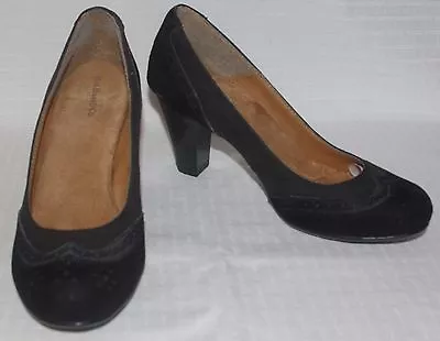 GH Bass Malina Black Leather & Suede Wingtip 2 3/4 Inch Pumps W/Memory Foam Sz5M • $19.95