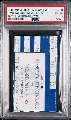 11/10/89 Minnesota Timberwolves First NBA #1 Franchise Win Ticket Stub PSA 4 EX+ • $308.24