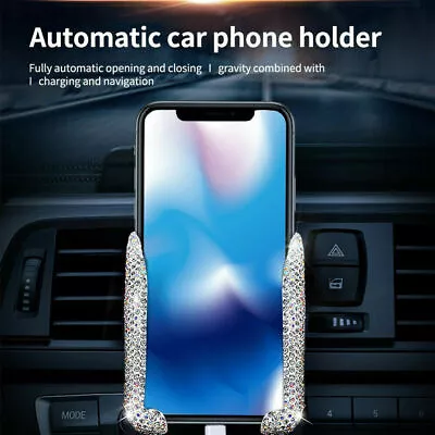 1x Car Phone Holder White Bling Rhinestone Auto Air Vent Mount Stand Accessories • $14.61