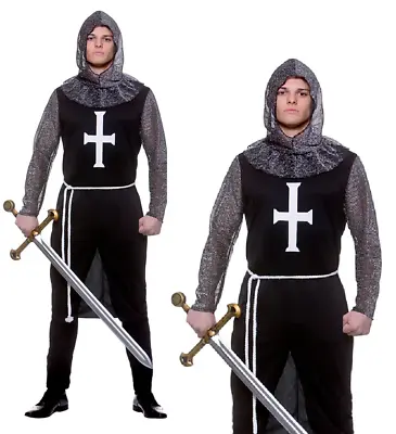 Medieval Black Knight Mens Guard Fancy Dress Costume King Prince Guards • £17.99