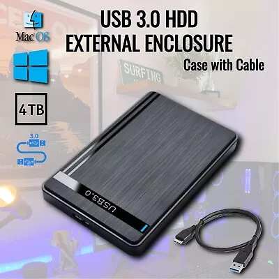 USB 3.0 SATA External Hard Drive Black Case 2.5 Inch Enclosure Caddy HDD SSD • £1.46