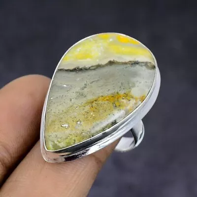 Bumble Bee Jasper Gemstone 925 Sterling Silver Gift Jewelry Ring Size 9 V955 • $9.99