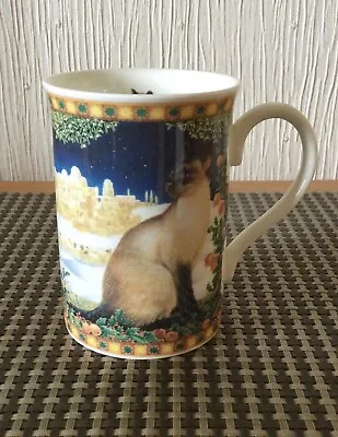 Danbury Mint Lesley Anne Ivory China Mug Lesley's Cats Ra-ra Mistletoe & Sheep • £6.99