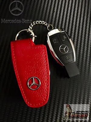 Mercedes Benz & AMG Perfect Fit RED Leather Key Case Key Fob Holder AUD Stock • $24.99