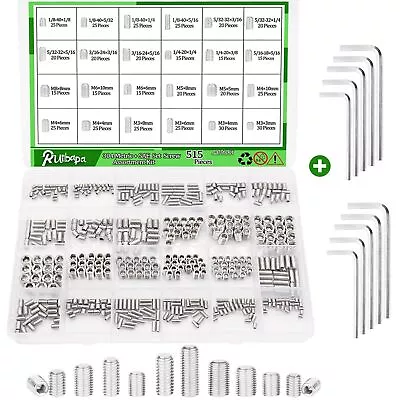 525PCS Metric + SAE Set Screw Assortment Kit 24 Size 304 Stainless Steel Grub... • $29.15